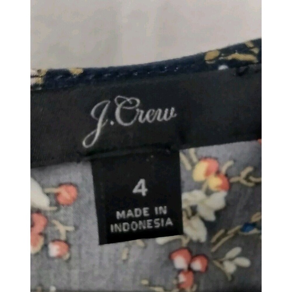 J Crew Ruffle Front Mini Dress Floral Viscose Size 4 Navy Flowy Flirty Girly - Picture 6 of 10